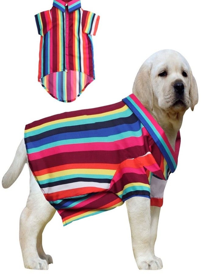 ويستيرن إرا قميص قطني مطبوع من ويسترن إيرا، قميص أساسي للكلاب يسمح بمرور الهواء، قميص فائق النعومة، قميص خفيف الوزن لطيف لحيواناتك الأليفة، ملابس مريحة للغاية للكلاب (طبعة مخططة ملونة) (كبير - 20 بوصة) - Image 1